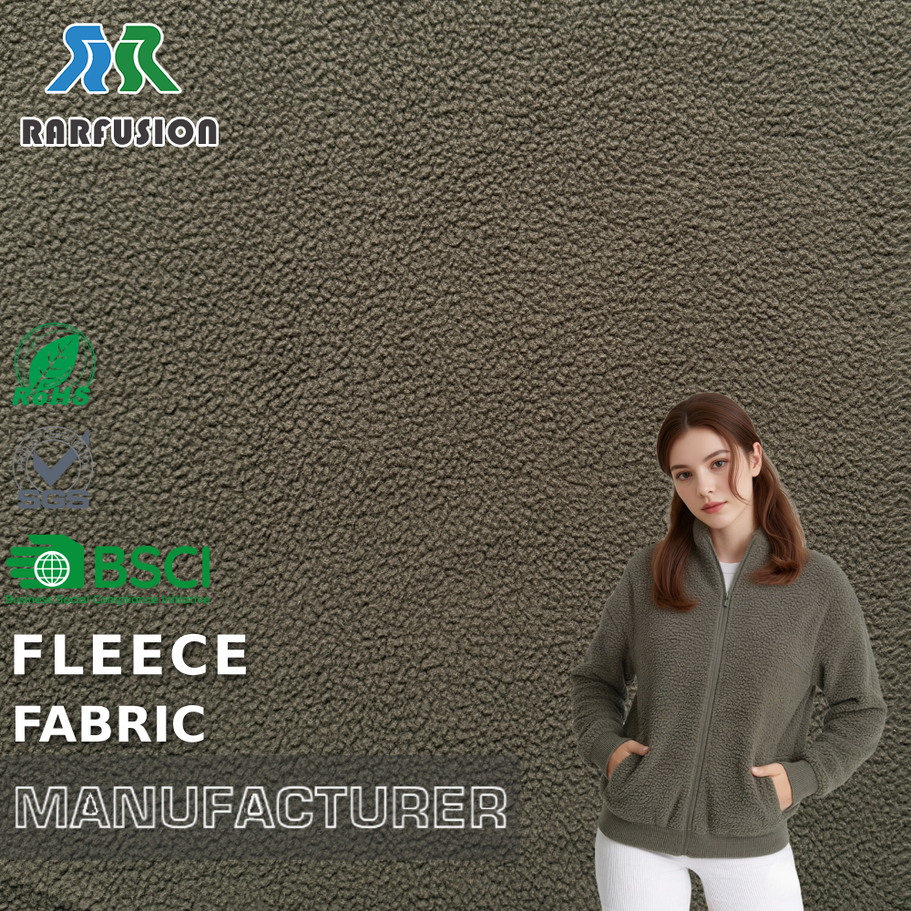 Stock Available Thick Plush Solid Jasper Single Side Sherpa Fleece Fabric for Jackets Winter Coat Blanket