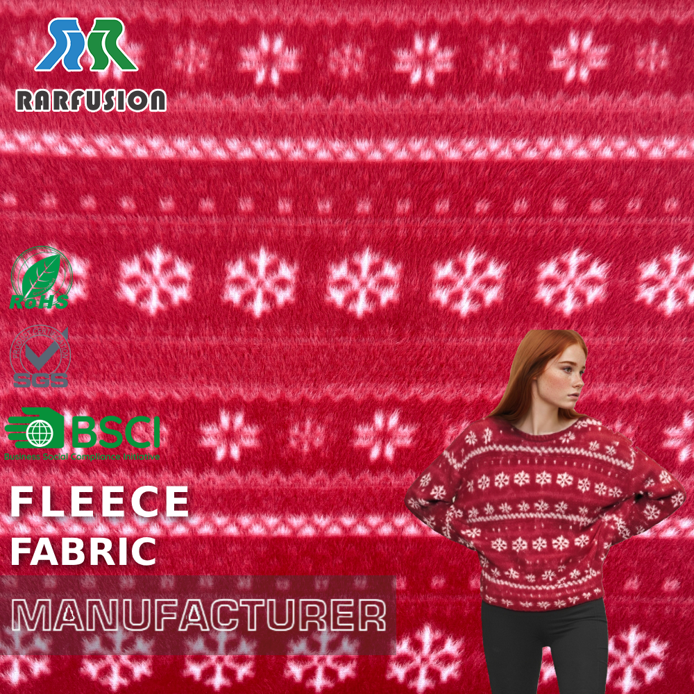 Heat Polished Finish Semi-Gloss Printed Polar Fleece Warm Plush Fabric For Hoodie Home Textile