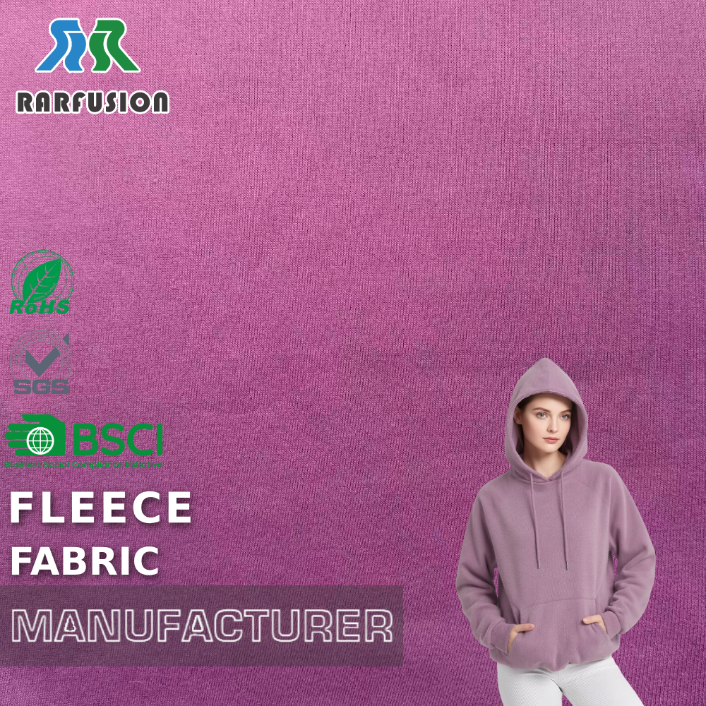 Wholesale Classic Purple Single-Side Brushed Fleece Fabric for Hoodies Activewear