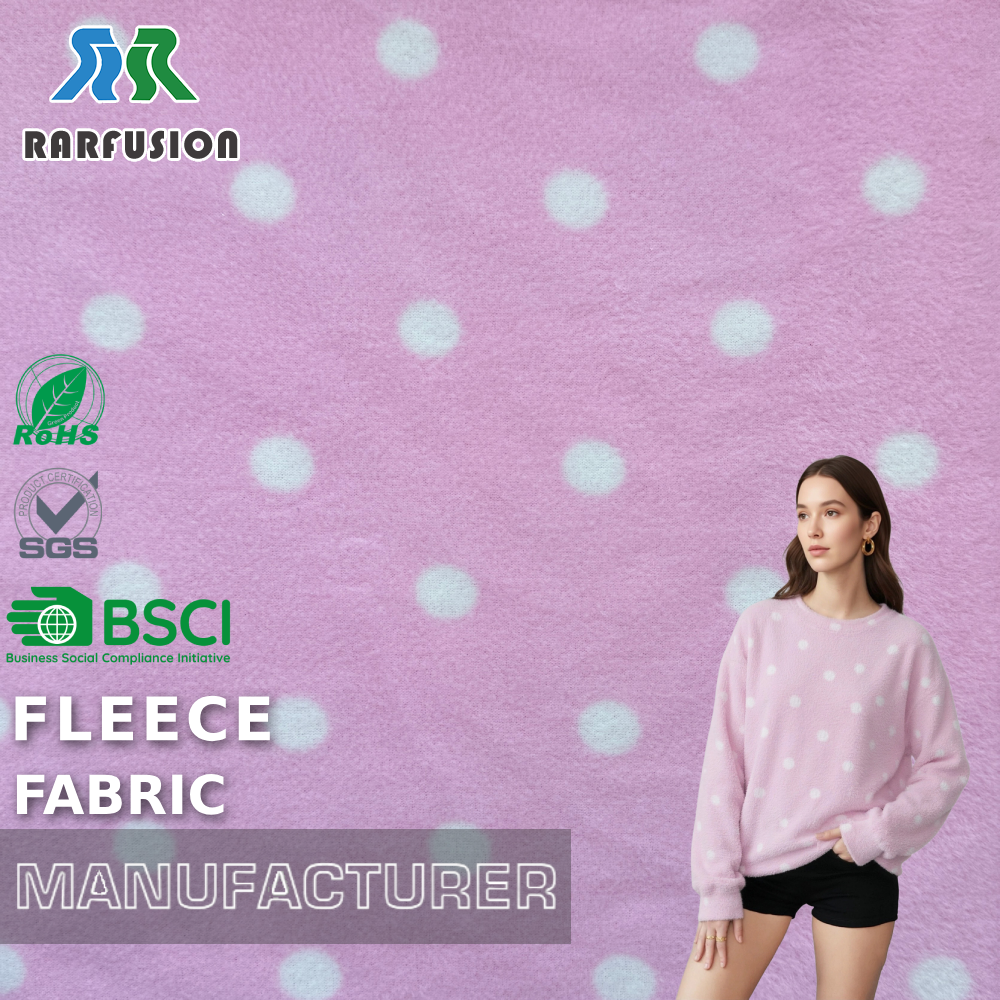 Popust nudi Bijeli Polka Dot Print Polar Fleece tkanina za hoodies aktivne odjeće odjeće