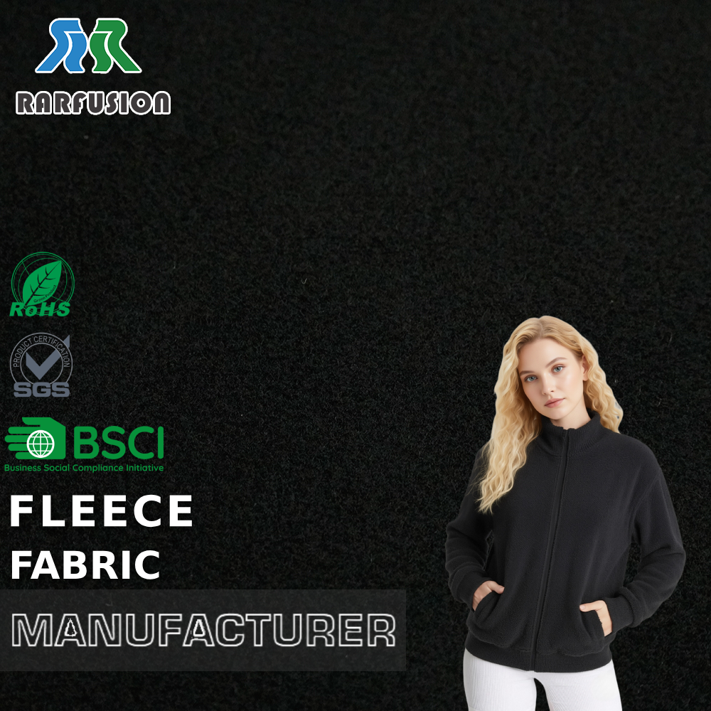 Popular Classic Solid Black Plain Polar Fleece Fabric for Jackets Unisex Loungewear Basic Outerwear