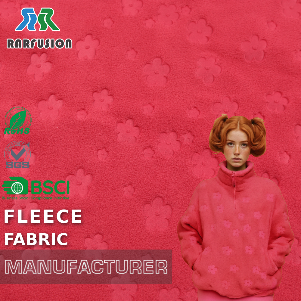 Vibrant Soft Textured Hot Pink Embossed Flower Polar Fleece Fabric for Loungewear Jackets Kids’ Wear
