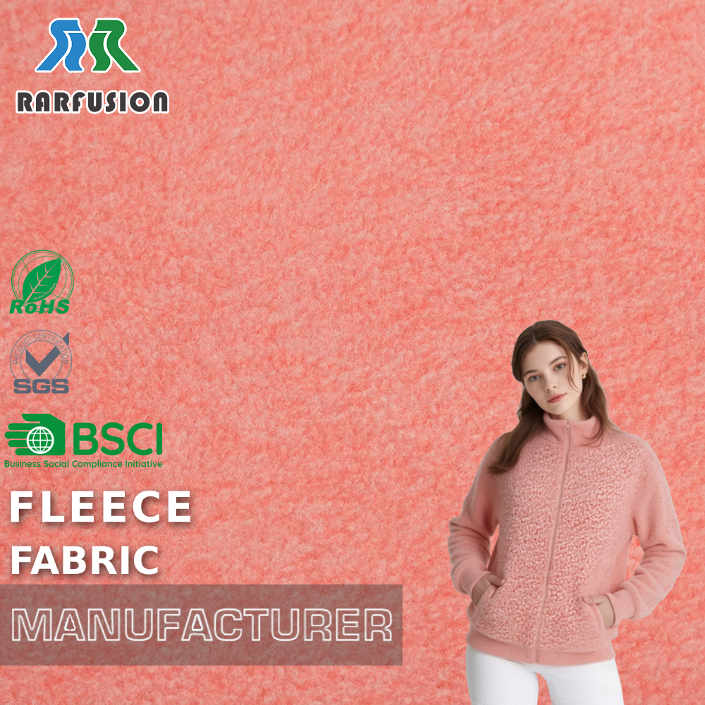 Factory Wholesale Warm Solid Peach Pink Plain Polar Fleece Fabric for Jackets Lining Loungewear Hoodie