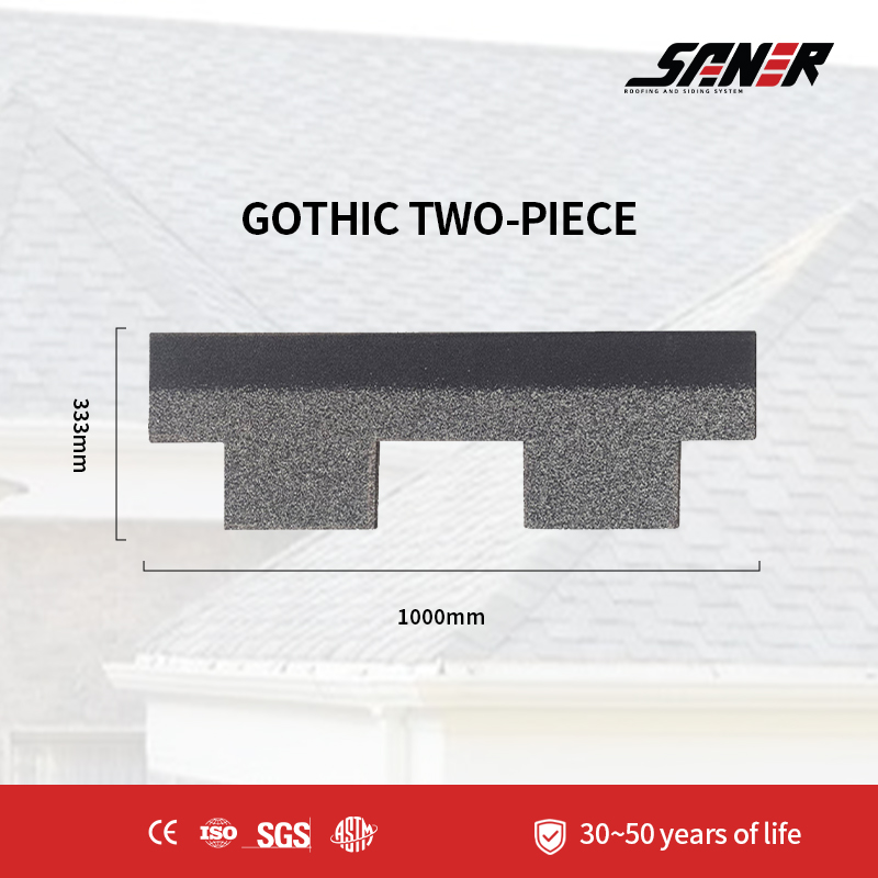 Two-Tongue Gothic Asphalt Shingles   - Architectural Roof Covering Materials for Custom Villa Design Projects