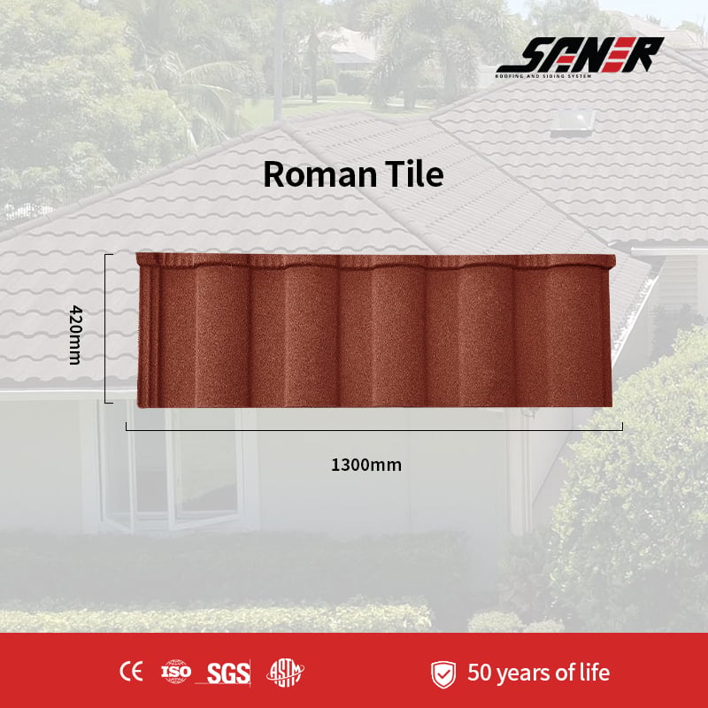 Roman Tile - Classic Profile Metal Roofing Tiles for European Style Residential Architecture