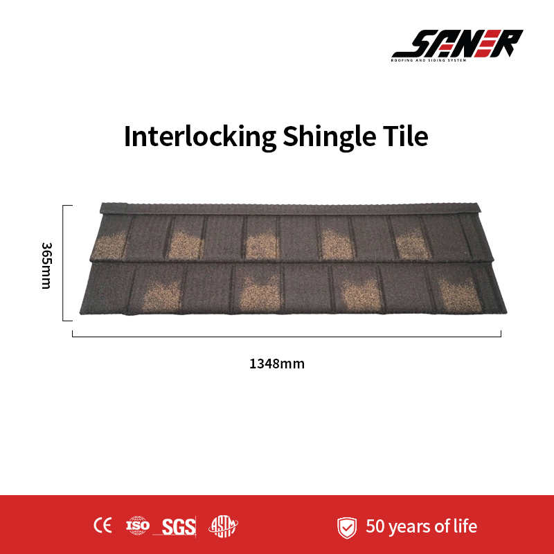 Interlocking Shingle Tile – Stone Coated Metal Roofing Tile with Layered Shingle Design