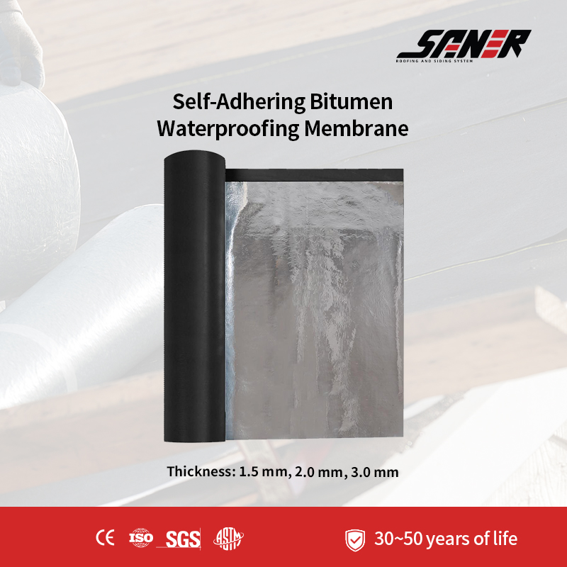 Self-Adhering Bitumen Waterproofing Membrane - Flexible Roof Sealing Material for Construction Applications