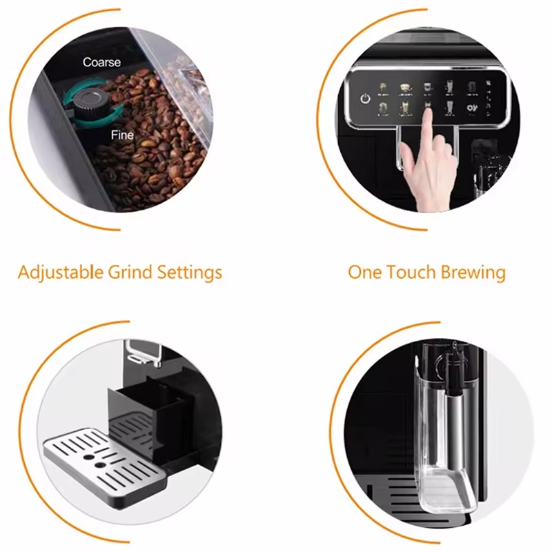 smart cappuccino full super fully automatic espresso coffee machine maker with grinder milk tank home-17