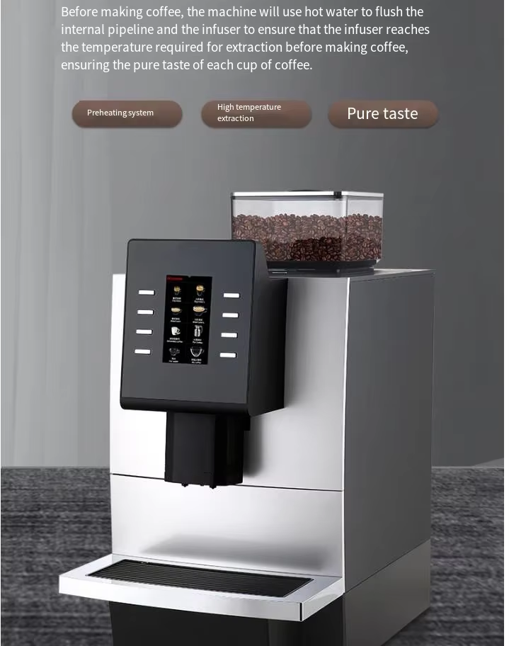 Fully Automatic Cleaning LCD Touch Screen Coffee Maker Large Commercial Automatic Grinding Espresso Machine manufacture