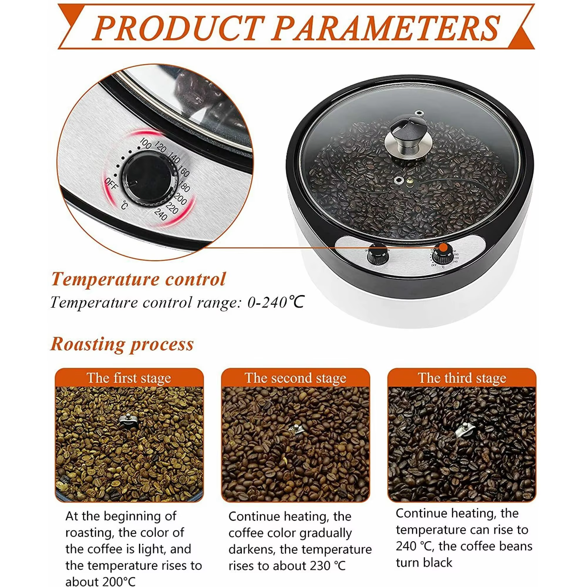 Hot sales Home Coffee Roaster 800g Household Electric Coffee Bean Roaster Machine for sale details