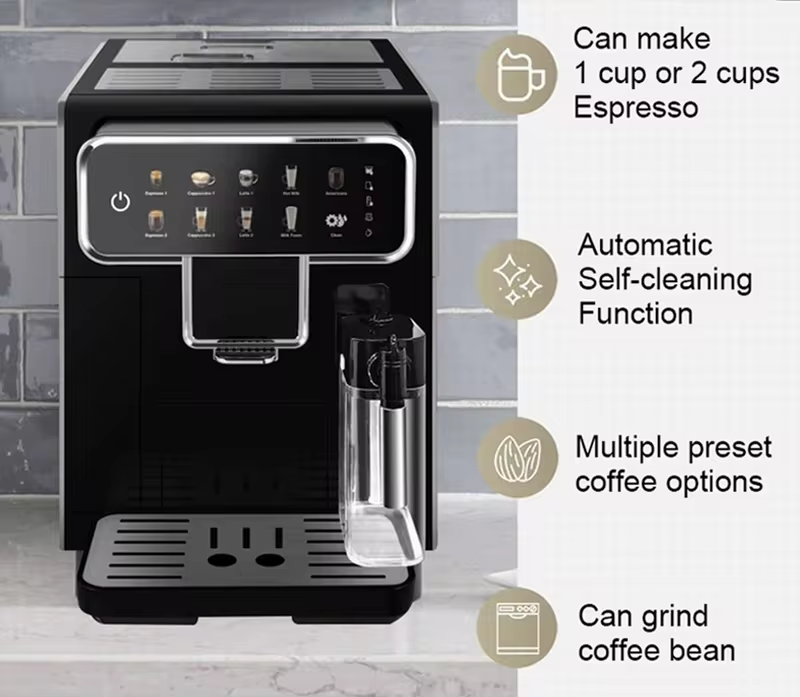 smart cappuccino full super fully automatic espresso coffee machine maker with grinder milk tank home-15