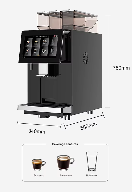 Commercial bean to cup fully super auto automatic cappuccino espresso coffee machine for commercial use manufacture
