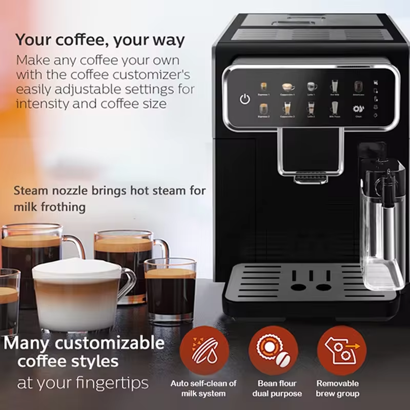 smart cappuccino full super fully automatic espresso coffee machine maker with grinder milk tank home-20