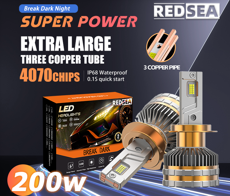 REDSEA R45 LED Motor Koplighpære 200W 20000lm