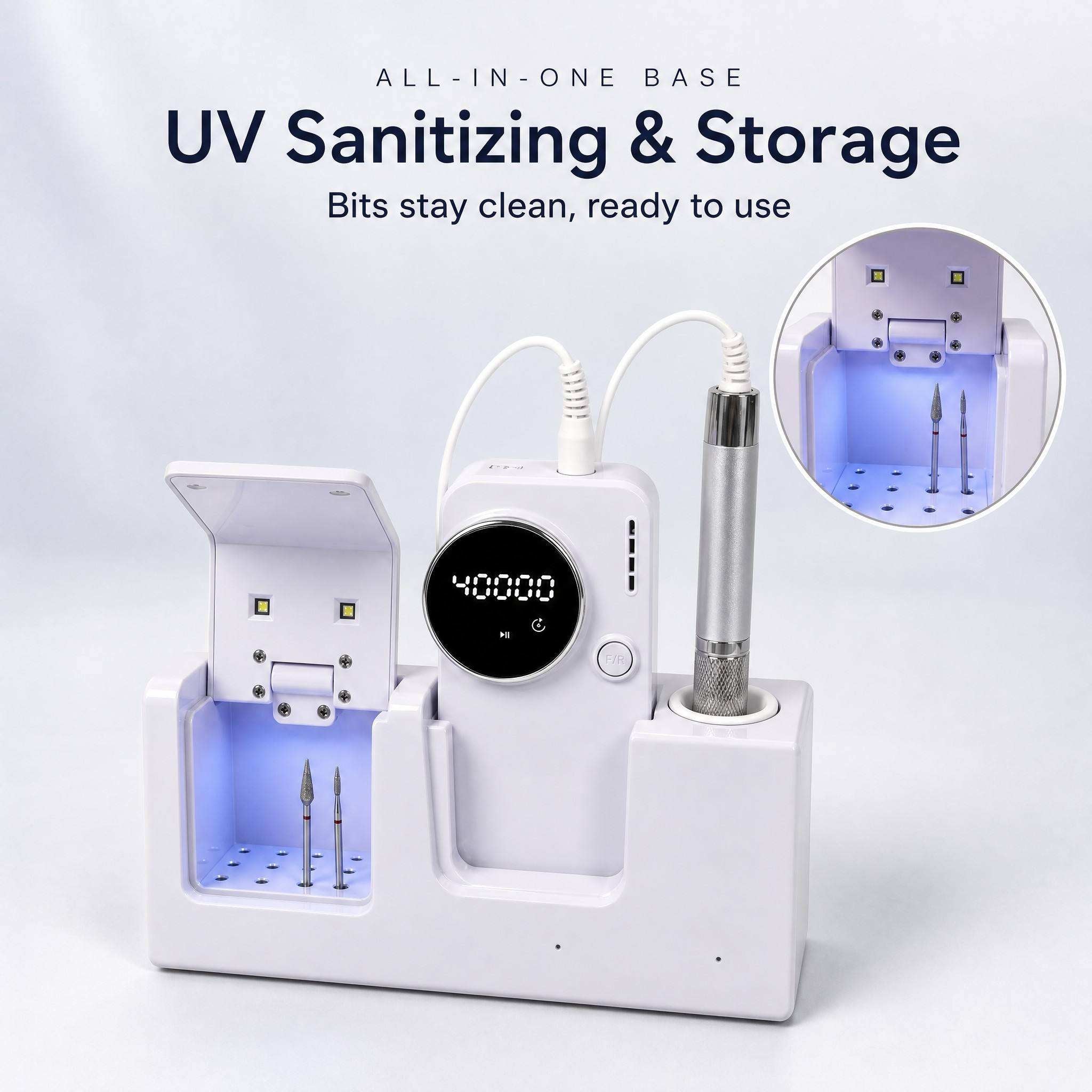 UV殺菌機能付きコードレスネイルドリル