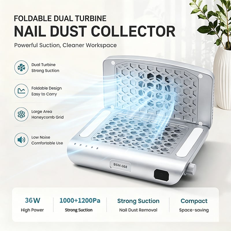 Foldable Dual-turbo Fan Nail Dust Collector 