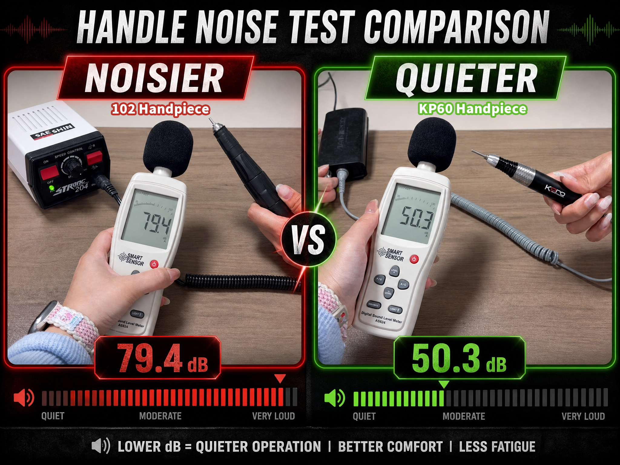 Handpiece Noise Comparison ：KP60  VS Strong 102 