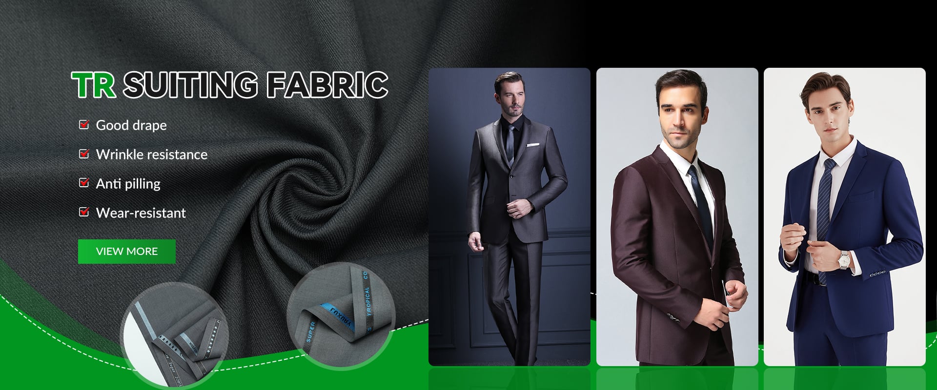 Polyester cotton shirting workwear TR suiting fabric factory banner