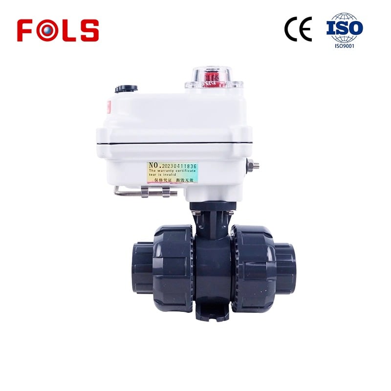 Compact FOLS 2 Way True Union PVDF Electric Ball Valve
