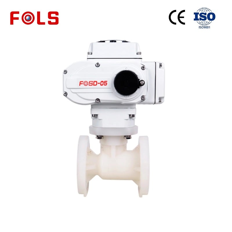 FOLS 2 Way Flange PVDF Electric Ball Valve