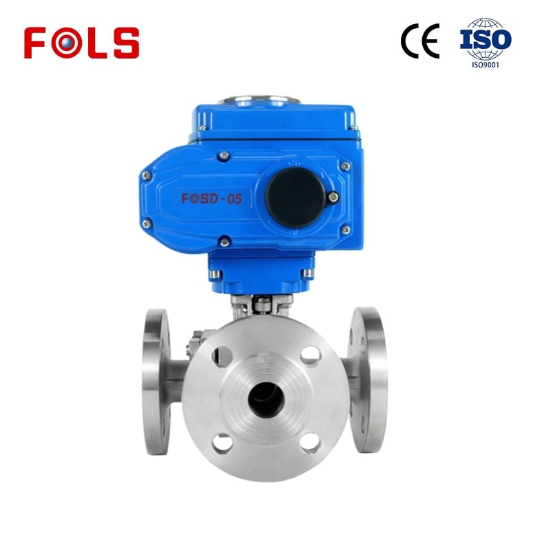 FOLS Electric Flange 3 way ball valve 