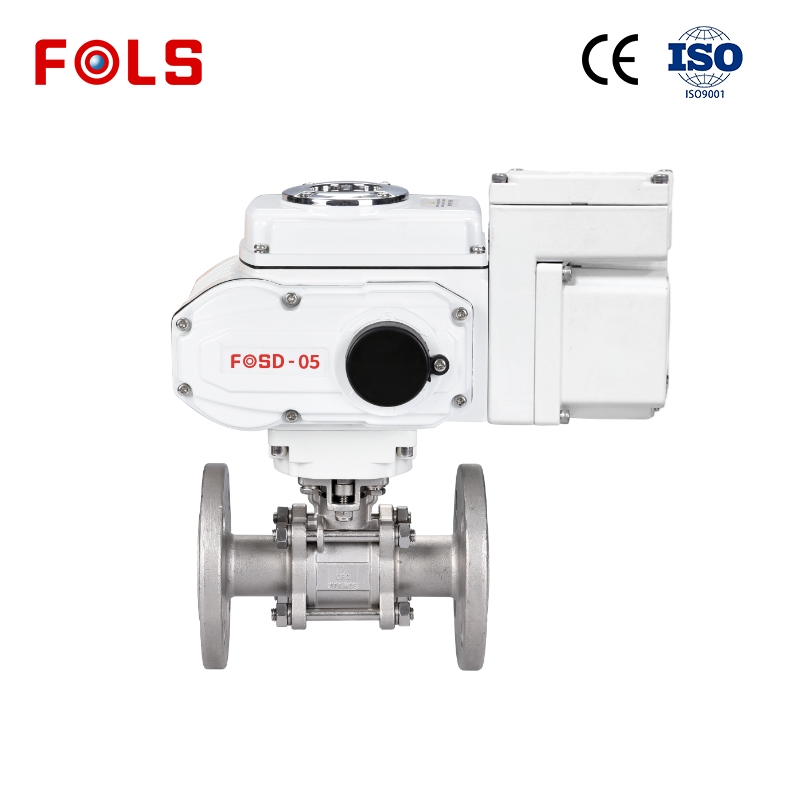 Intelligent electric three piece flange ball valve