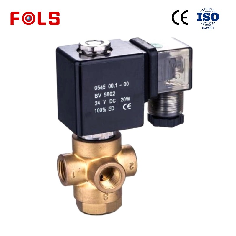 Brass Material High Quality 2 Position 3 Way Solenoid Valve 12v Water Valve