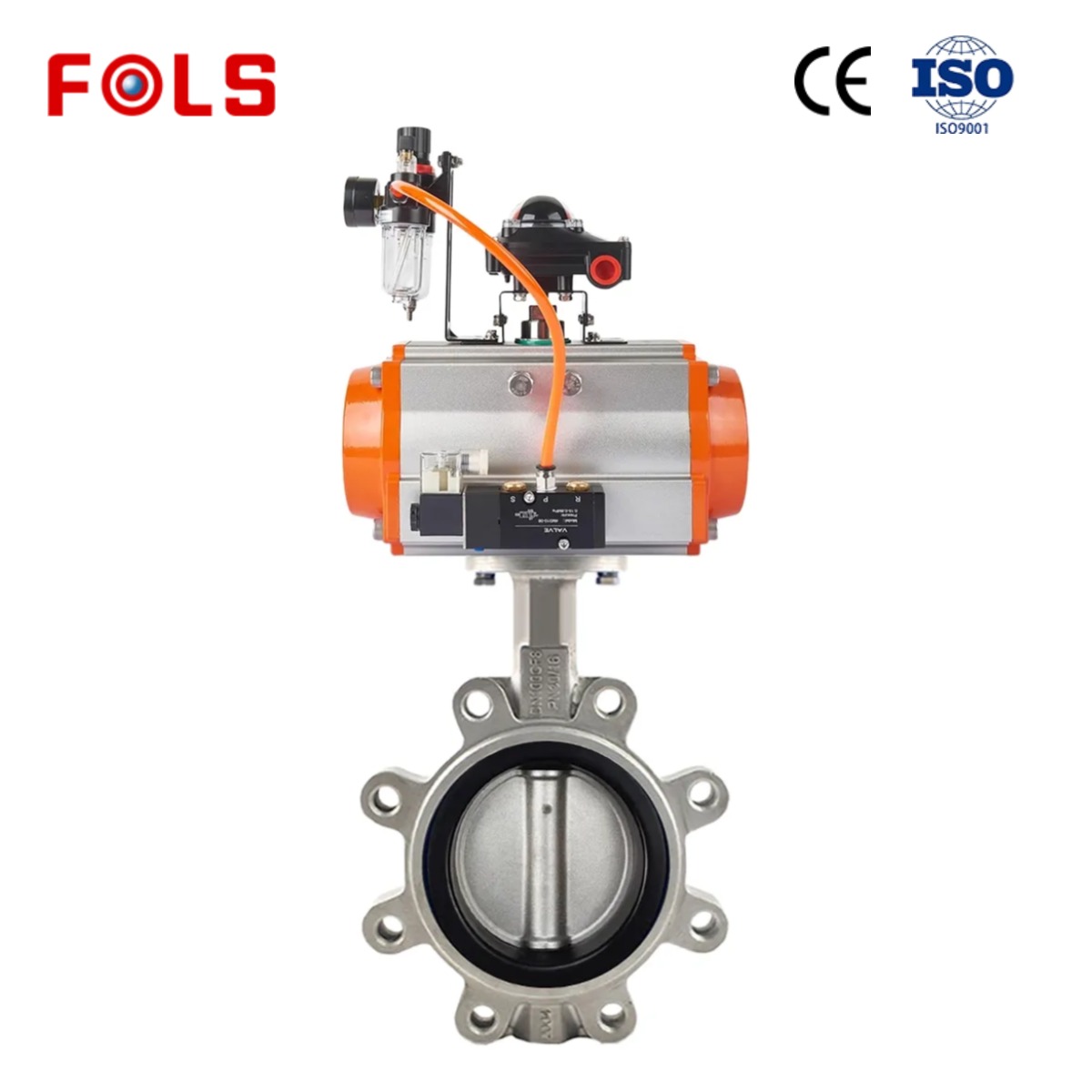 FOLS Pneumatic lug butterfly valve equipped with solenoid valve