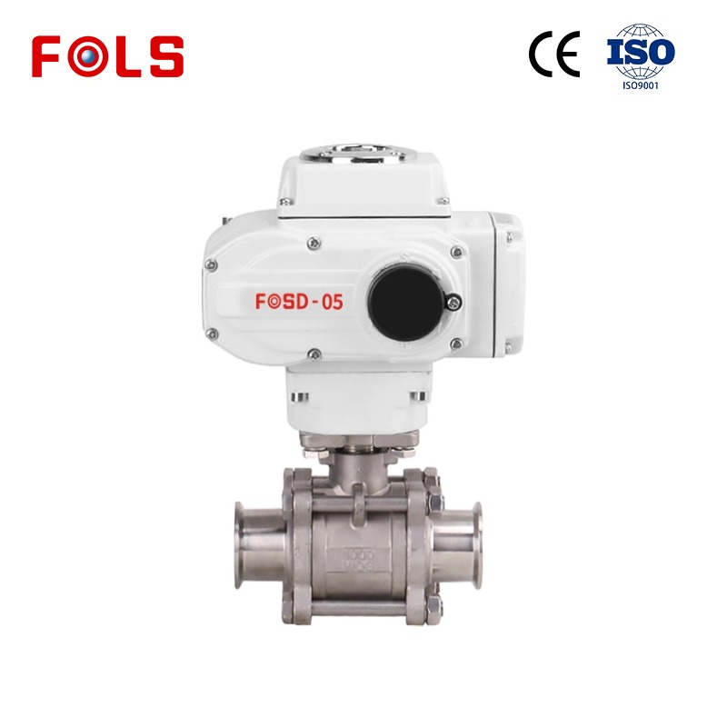 FOLS Electric 3 PCS Tri Clamp 2 way ball valve 