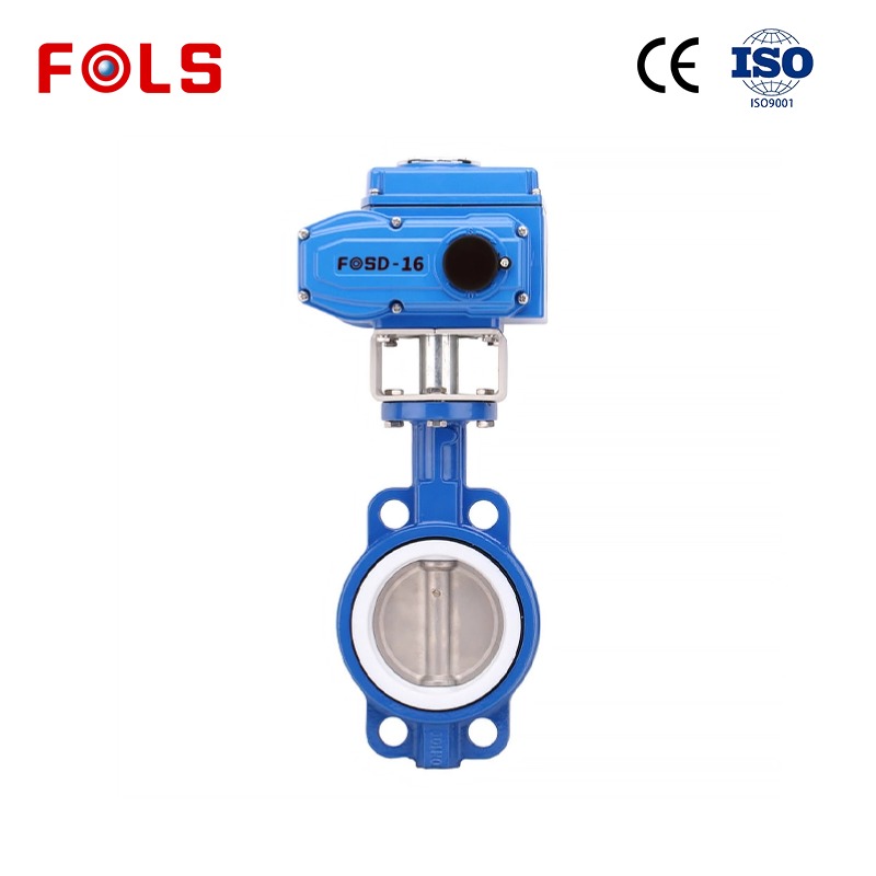FOLS  PTFE Wafer Type Butterfly Valve with Electric Actuator