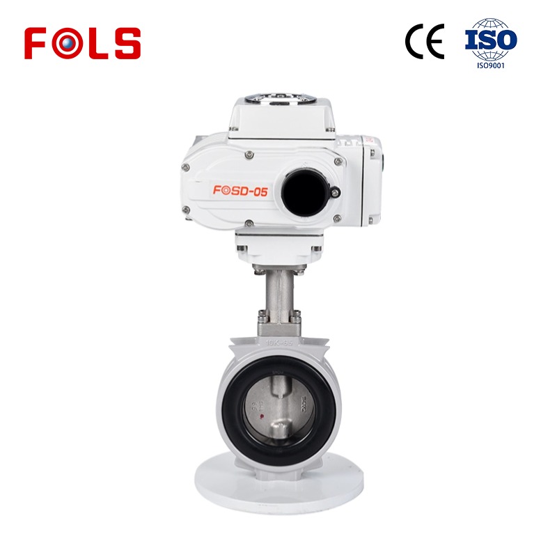 FOLS aluminium alloy Wafer Electric Actuator Butterfly Valve