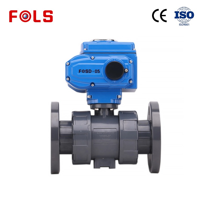 FOLS 2 Way Flange PVC Electric Ball Valve