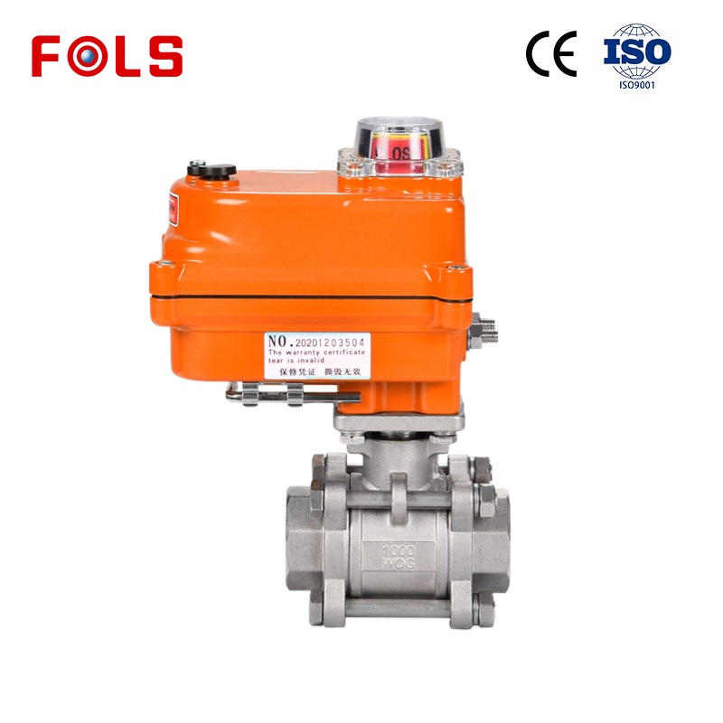 Compact electric three piece ball valve