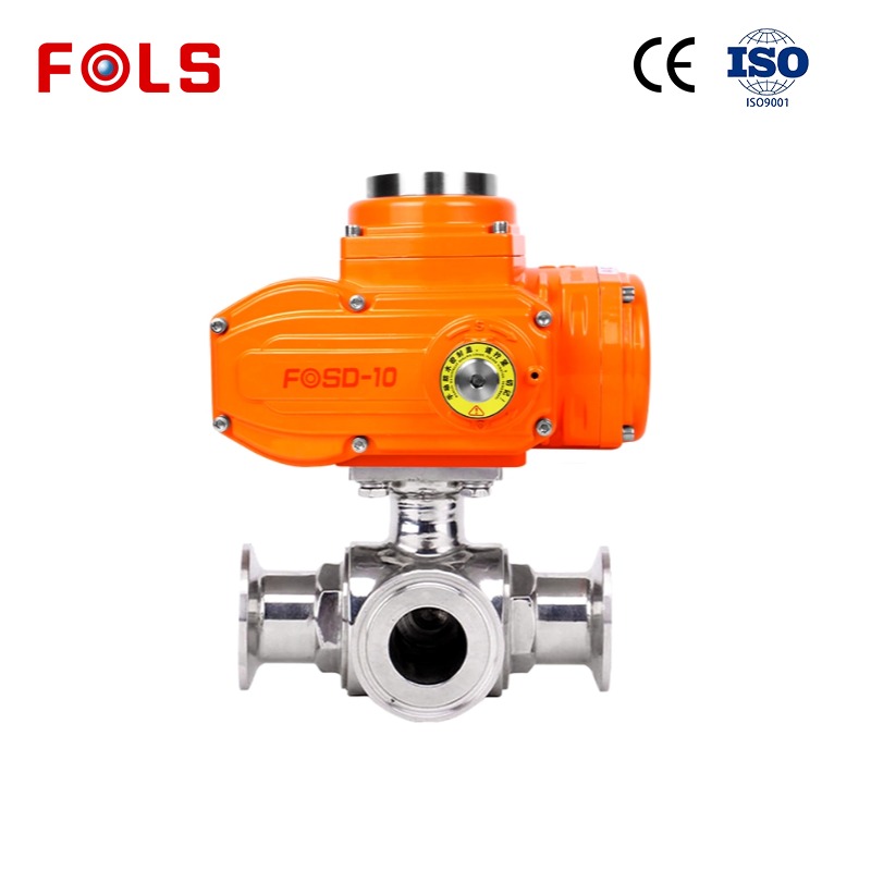 FOLS Explosion-proof Tri-Clamp Sanitary Food Grade Electric 3 Way Ball Valve 