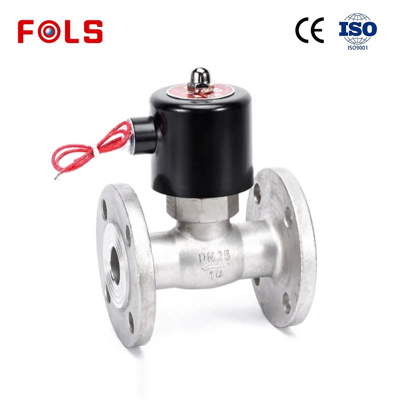 Stainless steel 304 316 steam high temperature AC220V DC24V normally closed gas straight flange solenoid valve