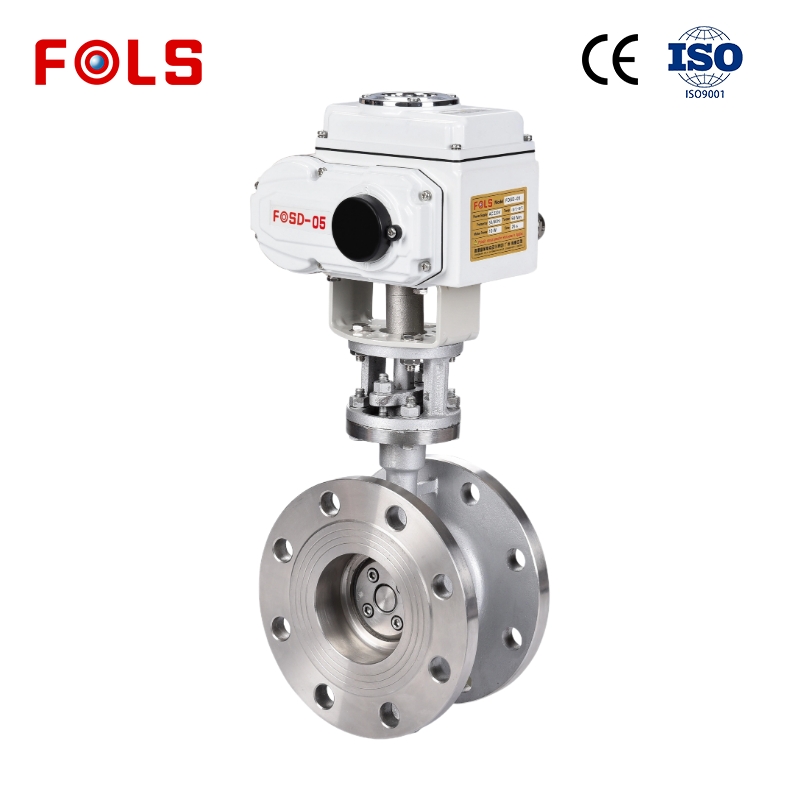Electric flange type all stainless steel 304/316 hard sealed butterfly valve
