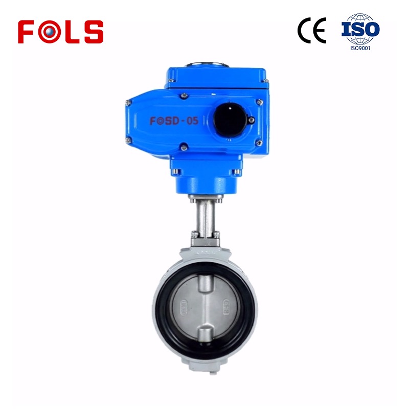 FOLS aluminium alloy Wafer Electric Actuator Butterfly Valve