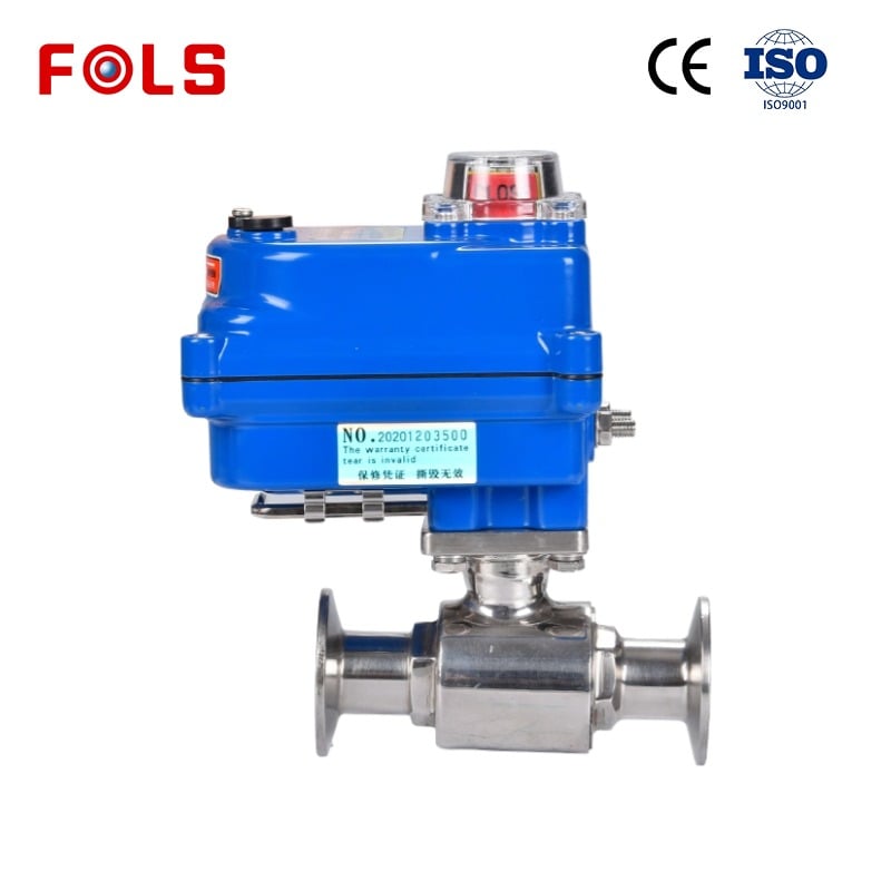 Compact electric stainless steel sanitary ball valve