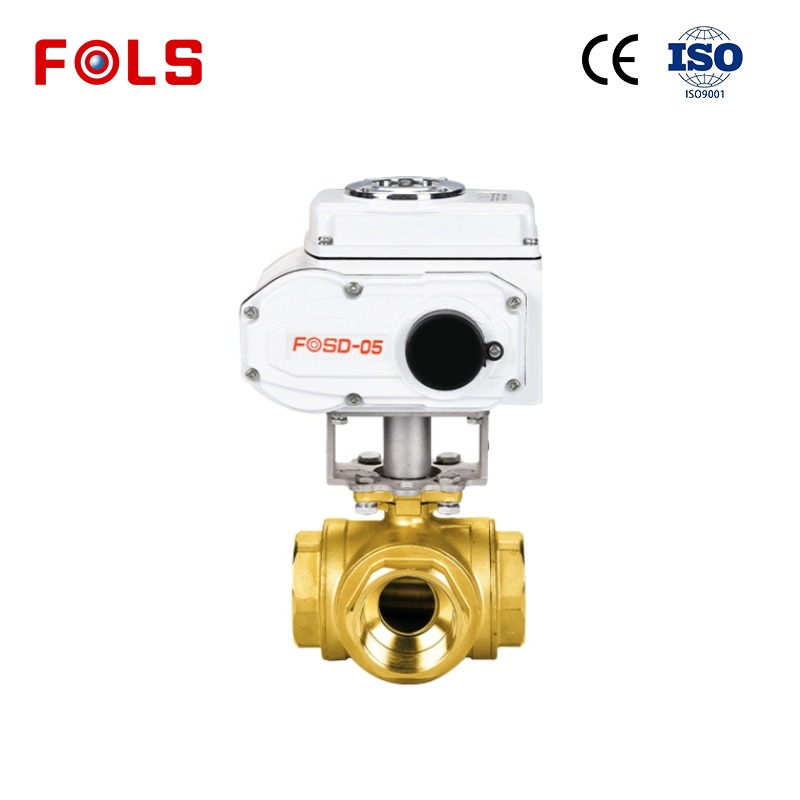 FOLS Electric Female Thread 3 way ball valve 