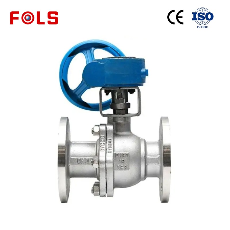 Turbine flange stainless steel ball valve
