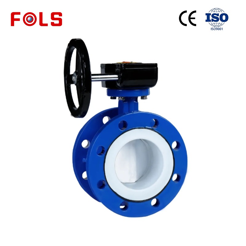 FOLS Manual Operated Flange Butterfly Valve With PTFE Lined