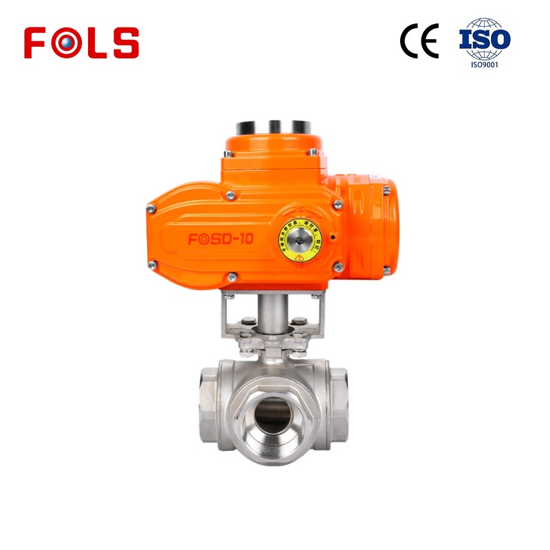FOLS Explosion-proof Electric Female Thread 3 way ball valve 