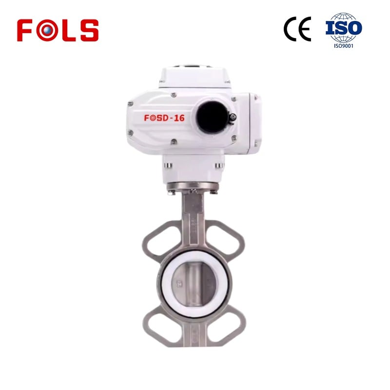 FOLS Wafer PTFE Stainless Steel Electric Butterfly Valve