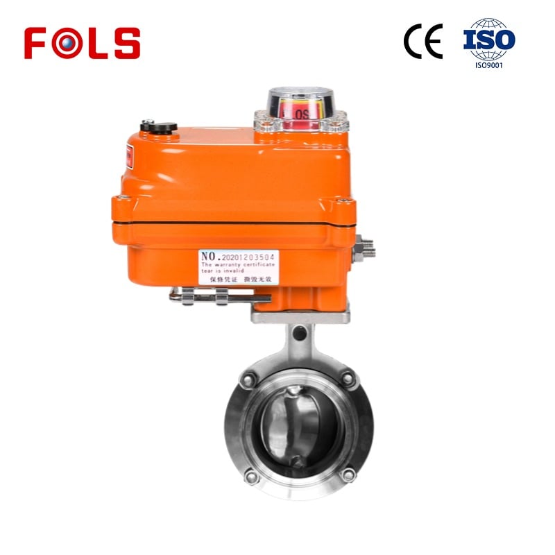 Compact electric sanitary butterfly valve