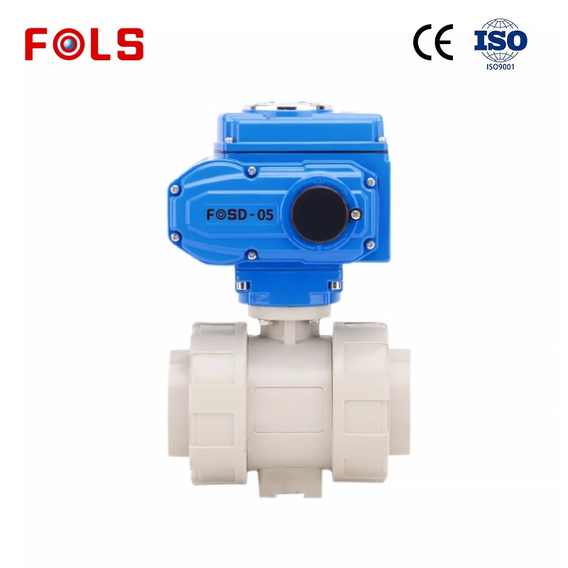 FOLS 2 Way True Union PPH Electric Ball Valve