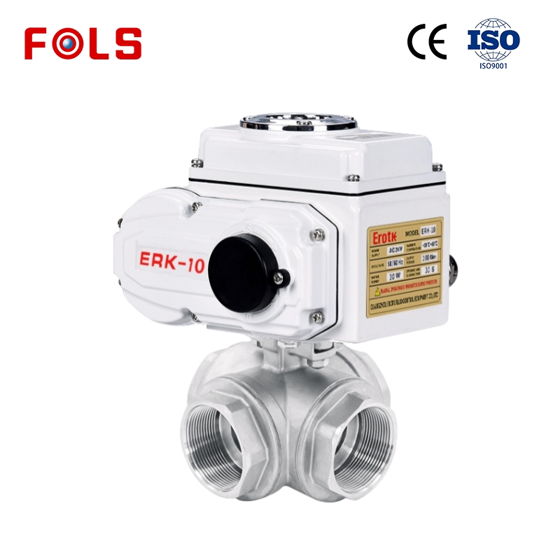Electric stainless steel 304/316 four-way threaded ball valve