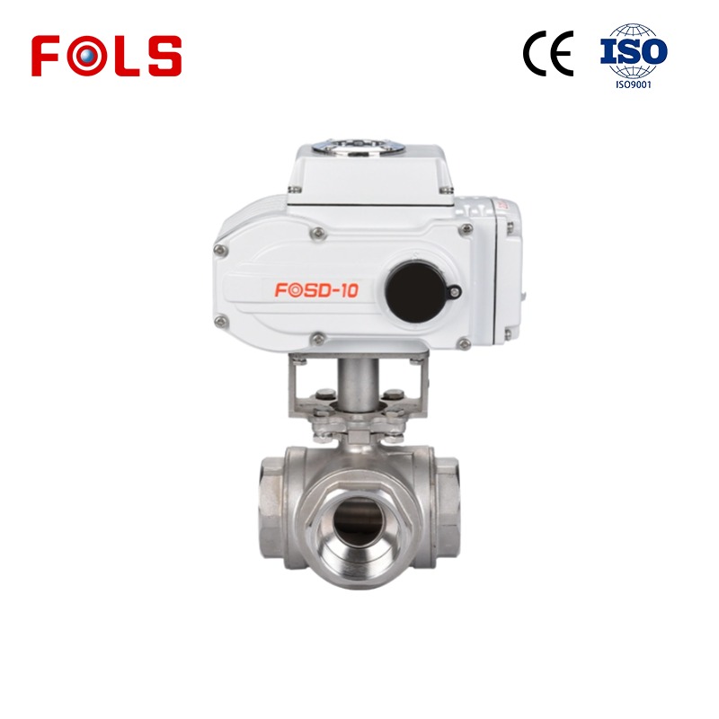 FOLS Electric Female Thread 3 way ball valve 