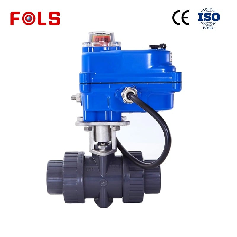 Compact FOLS 2 Way True Union PVDF Electric Ball Valve