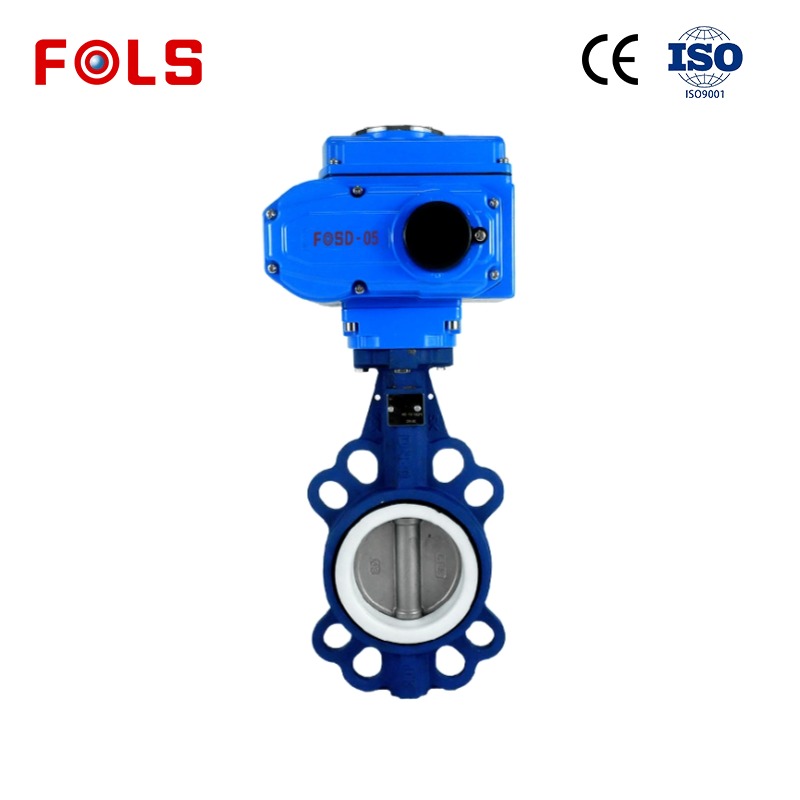 FOLS  PTFE Wafer Type Butterfly Valve with Electric Actuator