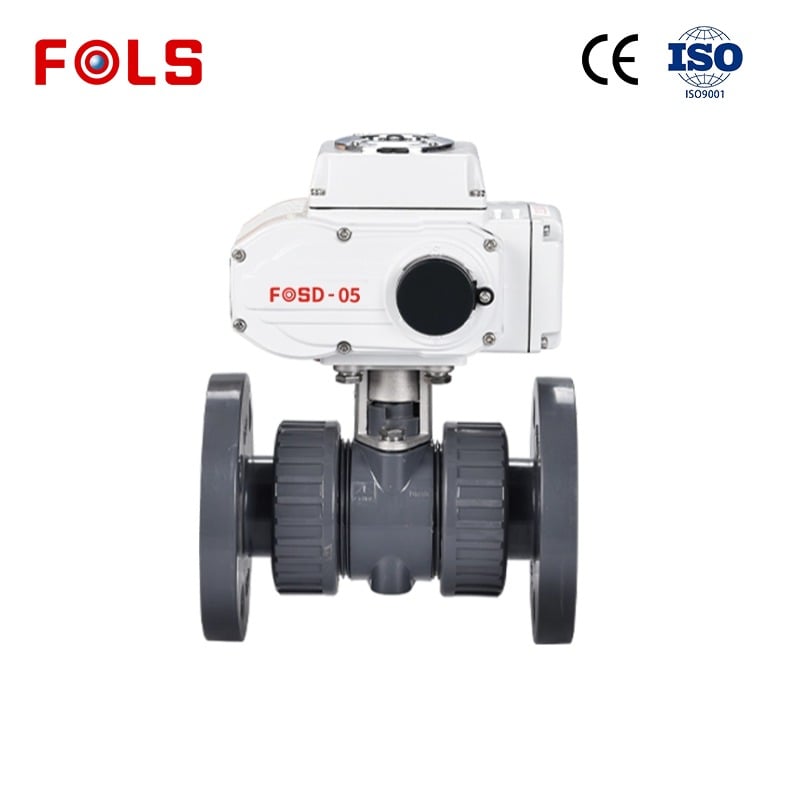 FOLS 2 Way Flange PVC Electric Ball Valve